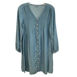 Old Navy Chambray Dress Button Front Long Sleeve Casual‎ XS